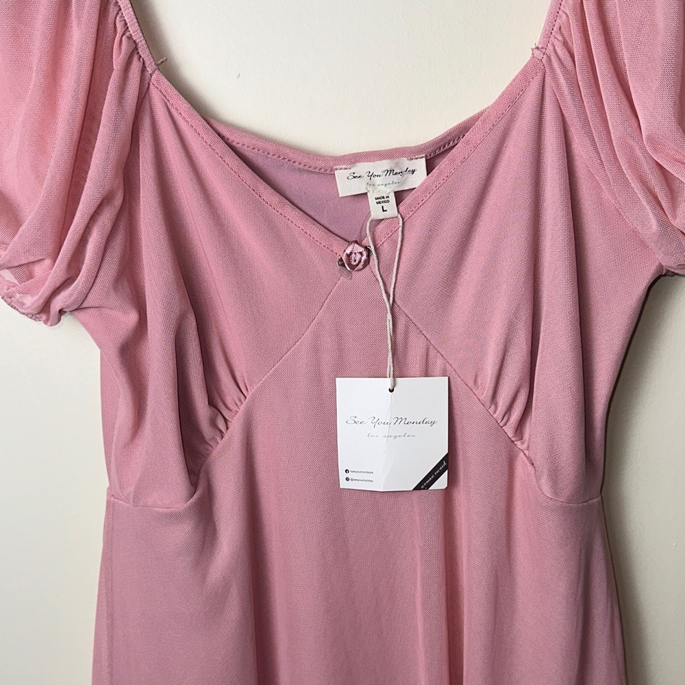 See You Monday Women’s Pink Mini Dress Size Large - Picture 5 of 9